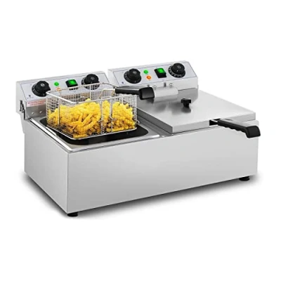 Imagen de Royal Catering Freidora Eléctrica Doble Para Hostelería 2 x 10 Litros 230 V RCTF 10DB (2 3.200 W, Temporizador 60 Min, Temperatura: 50 200 C)