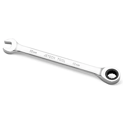 Imagen de Jetech Llaves de carraca 10mm, llave trinquete combinada, engranaje acero Cr V grado industrial acabado cromo pulido, métricas
