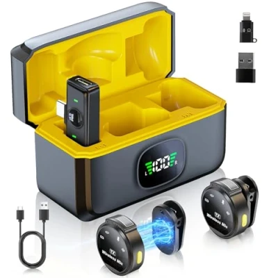 Imagen de Comius Sharp Microfono Inalambrico para iPhone/Android/PC/Laptop, Micrófono Lavalier inalámbrico con transmisor Pantalla Digital y Estuche de Carga, Facebook, Youtube, Twitter, TIK Tok