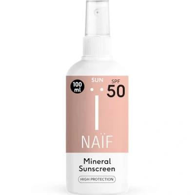 Imagen de Naïf Spray Solar Mineral SPF 50 Protección Natural para Toda la Familia Resistente al Agua Reef Safe Sin Microplásticos ni Octocrileno 100ml