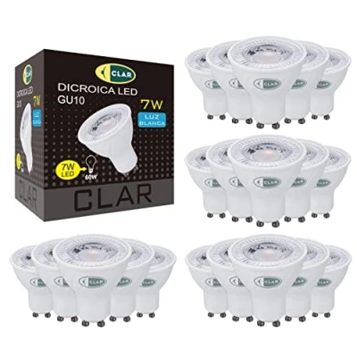 Imagen de CLAR GU10 4000K, LED, Bombilla LED GU10, Ojos de Buey Bombillas Ojo Halogena 7W (Pack 20)
