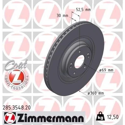 Imagen de ZIMMERMANN Disco de freno HYUNDAI: i30 III Hatchback, Fastback, Kona SUV 285.3548.20 51712S0200 Discos freno,