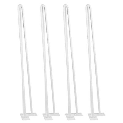 Imagen de THINFAR Juego de patas mesa horquilla, 4 piezas, horquilla acero, para bricolaje, metal (3 varillas, 71 cm, blanco)