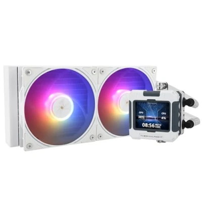 Imagen de Thermalright FW 240 Blanco ARGB CPU refrigeración por agua con 2 ventiladores PWM, pantalla LCD IPS 320 x 240, AIO enfriador líquido de para AMD/Intel PC Aio: AM4/AM5/LGA1700