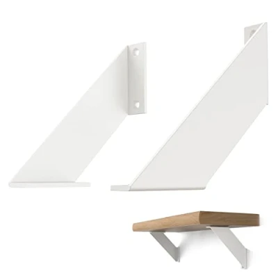 Imagen de Chas Bete escuadras estanterias metalicas, soportes para estantes de servicio pesado, blancas 20cm 2Piezas