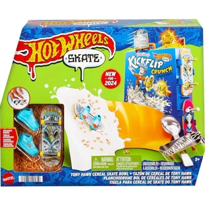 Imagen de Hot Wheels Skate Tony Hawk Bol de Cereales Set Juego con monopatín Juguete 1 par Zapatillas para Dedos, +5 años (Mattel HTP09)