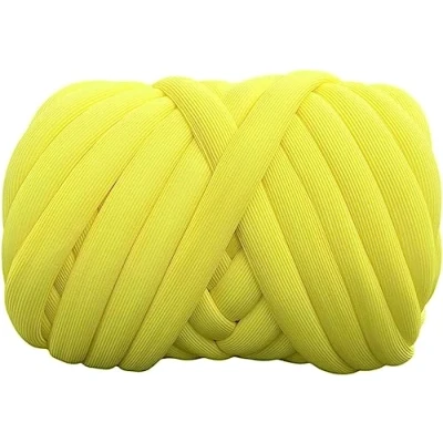 Imagen de hilo grueso de 500 g para tejer en el brazo, tubular gigante, voluminoso bricolaje como manta trenzada, almohadas, fabricación alfombras, cestas, mantas (amarillo limón)