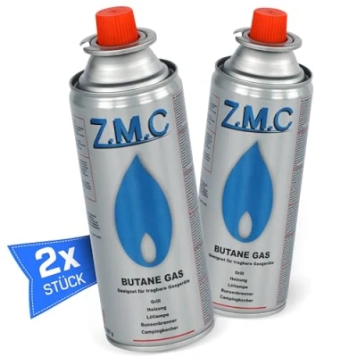 Imagen de Z.M.C 2 cartuchos de gas butano 227 g con válvula tipo MSF 1a, universales conexión bayoneta para hornillo camping, calefacción gas, quemador