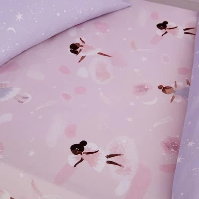 Imagen de Catherine Lansfield Dancing Fairies Sábana Bajera Ajustable para Cama Individual, Color Rosa