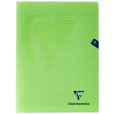 Imagen de Clairefontaine 353361C Un Cahier Agrafé Mimesys Vert 24 x 32 cm 96 páginas Grands Carreaux Papier Blanc 90 g Couverture Polypro