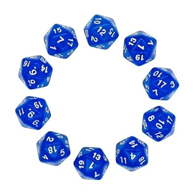 Imagen de Dados Poliédricos,10 pcs de rol para Ungeons y Dragons Pathfinder Role Playing Dice Enseñanza Matemáticas 20mm 20 Caras Azul