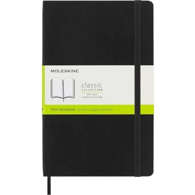 Imagen de Moleskine Cuaderno Clásico con Hojas Lisas, Tapa Blanda y Cierre Elástico, Color Negro, Tamaño Grande 13 x 21 cm, 192