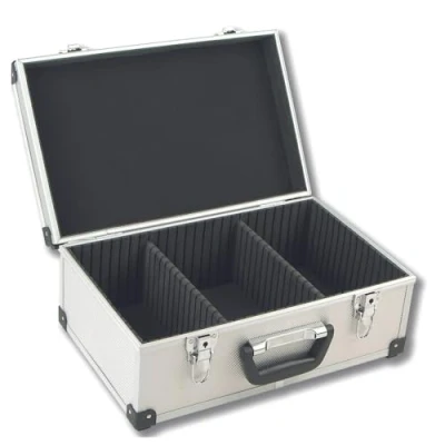 Imagen de Perel Box para 60 CD, bloqueo de llaves, 2 aluminio, 424 x 265 173 mm