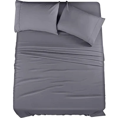 Imagen de Utopia Bedding Juego de sábanas Microfibra 4 Piezas (Queen, Gris)