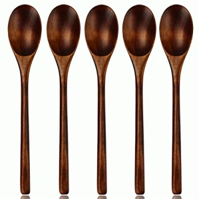 Imagen de AOOSY Cuchara de madera, Juego cucharas sopa madera Nanmu 5 piezas Janpanese, estilo para comer mezclar, cocinar y mezclar