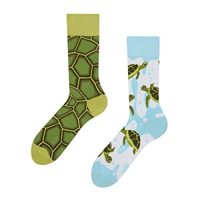 Imagen de Dedoles Calcetines Unisex Hombre Mujer y Niños Algodón muchos diseños divertidos diferente izquierda derecha, color: Verde, diseño: Tortugas marinas, tamaño: 39 42