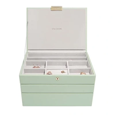 Imagen de STACKERS Joyero de tamaño Mediano, Color Verde (Sage Green) 3 Unidades