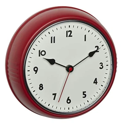 Imagen de TFA Dostmann 60.3541.05 Reloj de Pared analógico con segundero (Metal), Color Rojo, 240 x 68 mm