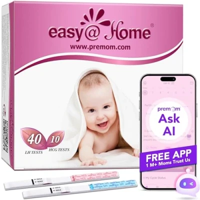 Imagen de Test de ovulación y Embarazo Easy@Home: 40 Pruebas 10 Rastrear Preciso Fertilidad Desarrollado por la App Premom 40LH + 10HCG