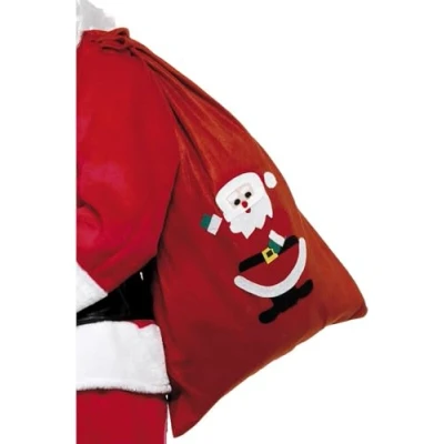 Imagen de Smiffys Saco de Papá Noel, Rojo, con motivo y cordón, 35.4 x 23.6