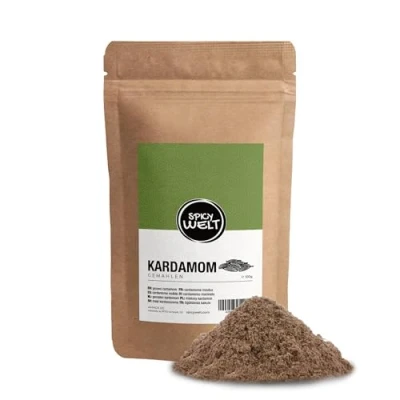 Imagen de Spicy Welt Cardamomo Molido Polvo de para Infusiones, Repostería y Platos Tradicionales Sabor Aromático Dulce 100% Natural, Sin Aditivos (100g)