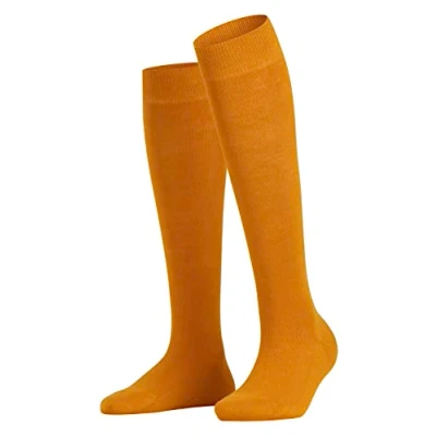 Imagen de FALKE Family W KH algodón sostenible largo unicolor 1 par, Calcetines largos Mujer, Amarillo (Amber 1851) nuevo ecológico, 35 38