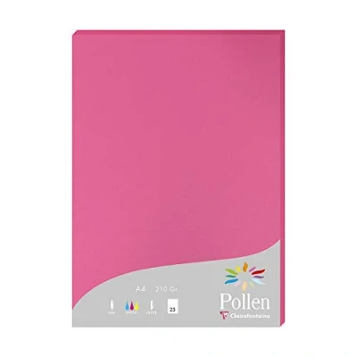 Imagen de Clairefontaine 24221C Un étui de 25 feuilles Pollen 21x29,7 cm 210g, Rose fuchsia