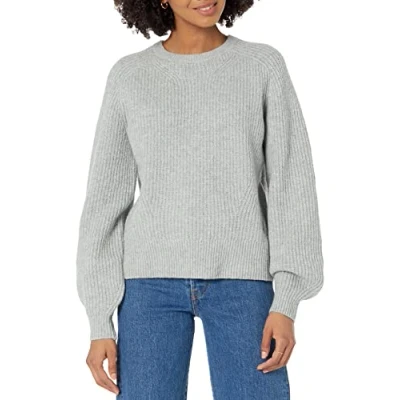 Imagen de Amazon Essentials Jersey acanalado con cuello redondo Mujer, Gris Claro Mezcla, XXL