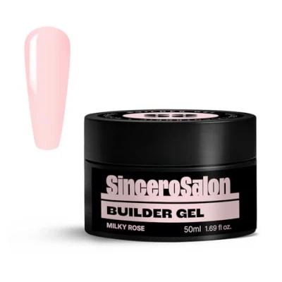 Imagen de Sincero Salon Gel Constructor Uñas Profesional Milky Rose LED/UV Densidad Media Para Extensiones y Modelado Builder Refuerzo Semipermanentes 50ml