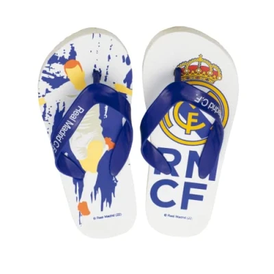 Imagen de CF Real Madrid Chanclas para Niños, Clásicas y Ligeras, Diseño Club de Futbol Madrid, Sandalias Verano Regalo Talla EU 28/29 Blanco