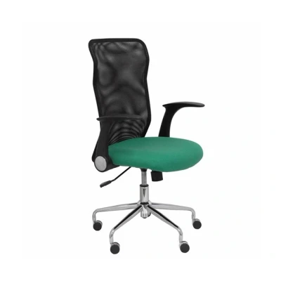 Imagen de Minaya Silla de Oficina ergonómica con Mecanismo basculante, Brazos retráctiles y Regulable en Altura Respaldo Malla Transpirable Asiento tapizado Tejido Bali Color Verde Esmeralda