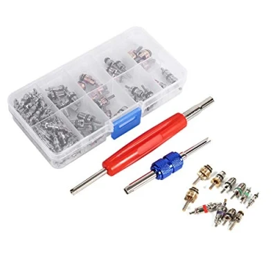 Imagen de Kit de Herramientas núcleo vástago válvula, práctico 102 Piezas para válvula neumático refrigeración A/C R134a/R12
