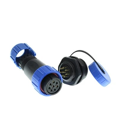 Imagen de ZBLZGP HE21 Conector 8 Polos Macho 5A 12mm Cable IP68 Impermeable Hembra Aviación Circular Montaje en Panel Industrial