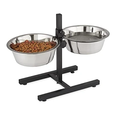 Imagen de Relaxdays Comederos Elevados Perros, 4,5L, Cuenco Bebedero, Acero Inoxidable, Altura Regulable, Antideslizante, Plateado, 27 x 36 21,5 cm