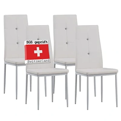Imagen de Albatros 3095 Diamond Set de 4 sillas comedor, blanco, SGS tested