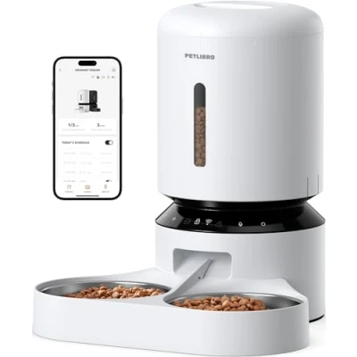 Imagen de PETLIBRO 5G Wi FI Dispensador automático de comida para 2 gatos, triple conservación con cuenco acero inoxidable y tapa bloqueo giratorio, hasta 50 porciones, 10 comidas al día