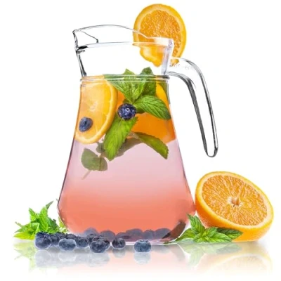 Imagen de KADAX Jarra de Cristal resistente, Agua con Mango cómodo y Boquilla redondeada, transparente Vidrio para Bebidas frías, Zumo, Leche (1,4L, Benita)