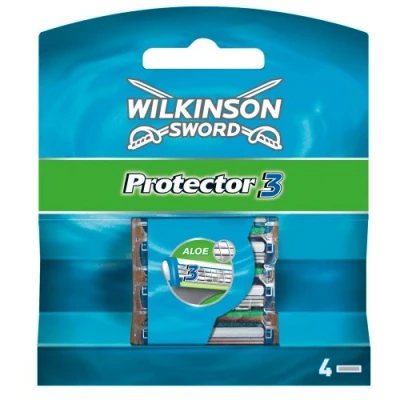 Imagen de Wilkinson Sword Protector 3 4 Recambios de Cuchillas Afeitar Hojas con Banda Lubricante Aloe Vera