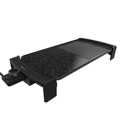 Imagen de Cecotec Plancha de Asar Eléctrica Tasty&amp;Grill 3000 RockWater MixGrill. 2600 W, Revestimiento Antiadherente, Superficie Mixta, Termostato Regulable, Apta para Lavavajillas