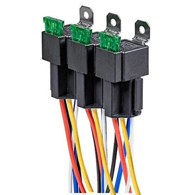 Imagen de Gebildet 3piezas 12V 30A Relé de Fusible con 12AWG Tarea Pesada Arneses, 5Pin SPDT Automóvil ATC/ATO Cuchilla, Normalmente Abierto pour Coche Motor Bote
