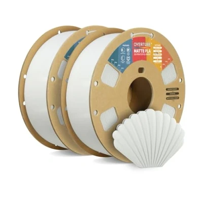 Imagen de OVERTURE Mate PLA Filamento de 1,75 mm, Rollo 2kg Bobina Cartón (4.4lbs), Precisión Dimensional +/ 0.02 mm(Blanco * 2)