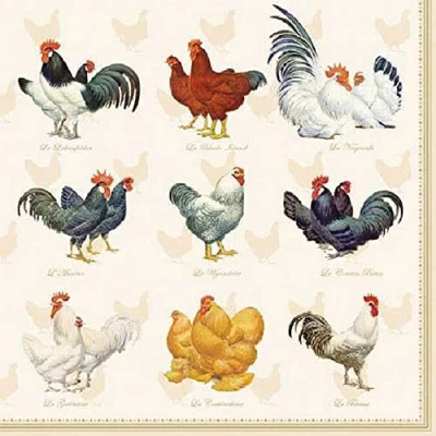 Imagen de 20 Servilletas de pollo, decoración mesa, decoupage, técnica servilletas, 33 x cm