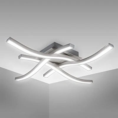 Imagen de B.K.Licht I lámpara de techo LED 4.000K blanco neutro 20 Watt 2.000 Lumen óptica aluminio acrílico ondulado curvado 425x425x70mm