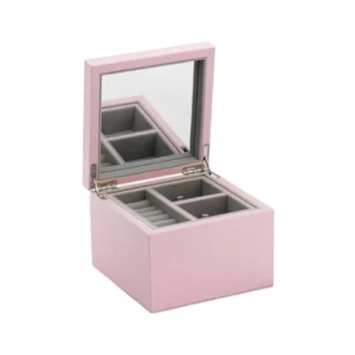Imagen de Pandora Pequeño joyero de Madera tapizado en piel sintética color rosa, tamaño: 16 cm x 11,5 cm, A004, 16x16x11,5, ingeniería, Sin piedras preciosas