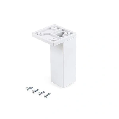 Imagen de Emuca Patas para mueble, pies de plástico muebles color cromado, Lote con tornillos montaje, varios modelos (H 100mm Esquina (lote 4 un), Blanco)