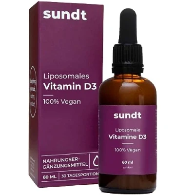 Imagen de Vitamina D3 liposomal en gotas para el fortalecimiento de los huesos y un sistema inmune sano Frasco 60 ml 30 aplicaciones Sin OGM Hecho la UE Sundt Nutrition® Suplemento alimenticio