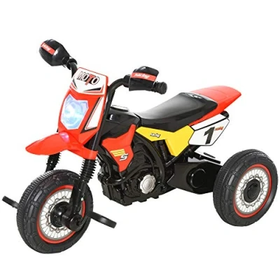 Imagen de HOMCOM Moto Correpasillos Infantil para Niños de +18 Meses con Apariencia Montaña 3 Ruedas Luces y Sonido Pedales Diseño Único 71x40x51 cm Rojo