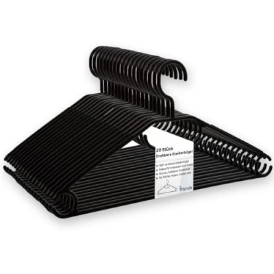 Imagen de 2friends 20 Perchas con Ganchos giratorios de plástico, Longitud Aprox. 41 cm, Respetuoso el Medio Ambiente, 100% Material Reciclado, Negro