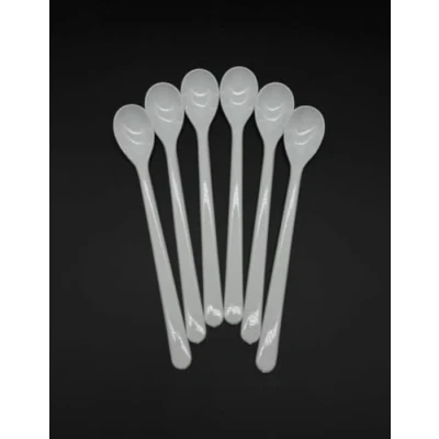Imagen de Kimmel Cucharas multiusos para yogur, helados, cócteles, 6 unidades, reutilizables, plástico, color blanco