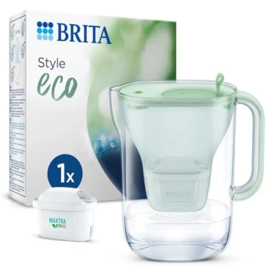 Imagen de BRITA Jarra de Filtro agua Style Eco verde (2,4 l) incluye 1 cartucho MAXTRA PRO All in sostenible en diseño moderno para reducir la cal, cloro, plomo y contaminantes